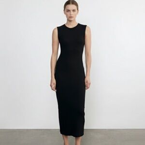 ENZA COSTA Dress Black Cotton Sleeveless Maxi Tank Dress Medium